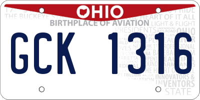 OH license plate GCK1316