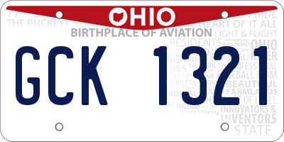 OH license plate GCK1321