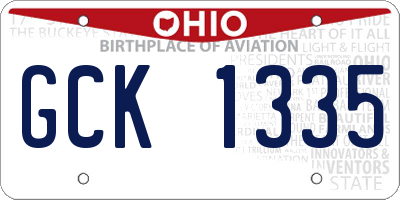 OH license plate GCK1335