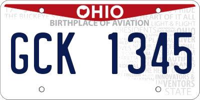 OH license plate GCK1345