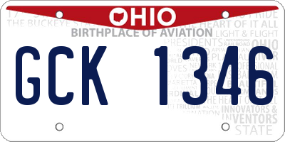 OH license plate GCK1346