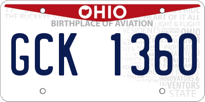 OH license plate GCK1360