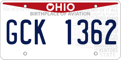 OH license plate GCK1362