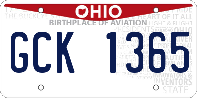 OH license plate GCK1365