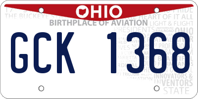 OH license plate GCK1368