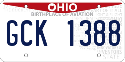OH license plate GCK1388