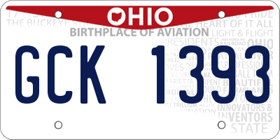 OH license plate GCK1393
