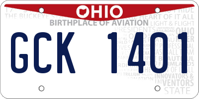 OH license plate GCK1401
