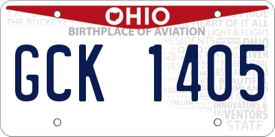 OH license plate GCK1405
