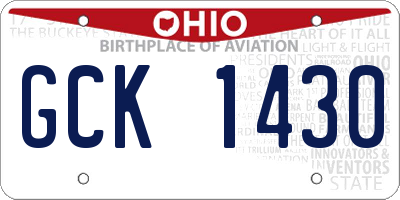 OH license plate GCK1430