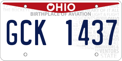 OH license plate GCK1437