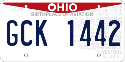 OH license plate GCK1442