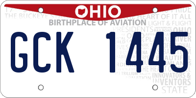 OH license plate GCK1445