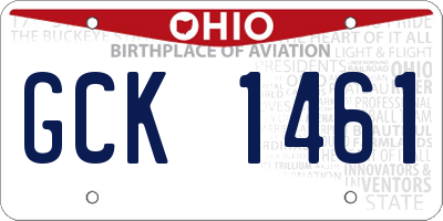 OH license plate GCK1461