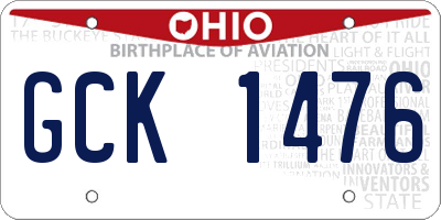 OH license plate GCK1476