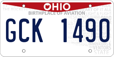 OH license plate GCK1490