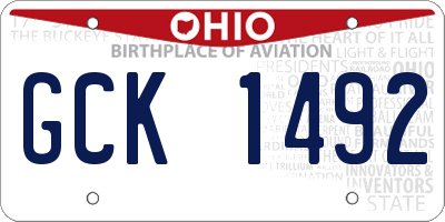 OH license plate GCK1492