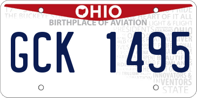 OH license plate GCK1495