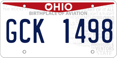 OH license plate GCK1498