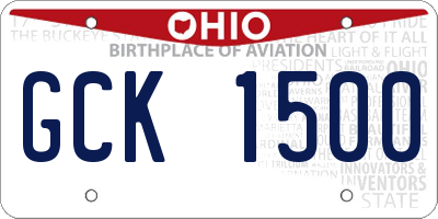 OH license plate GCK1500