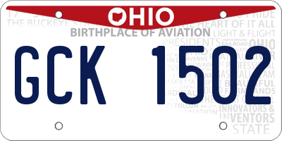 OH license plate GCK1502