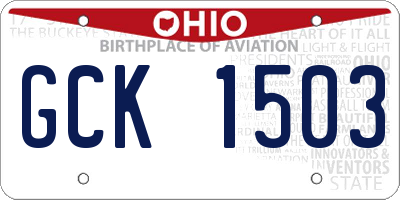 OH license plate GCK1503