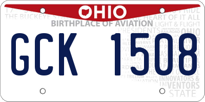 OH license plate GCK1508