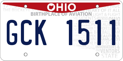 OH license plate GCK1511