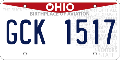 OH license plate GCK1517