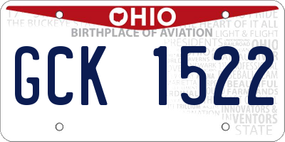 OH license plate GCK1522