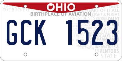 OH license plate GCK1523