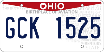OH license plate GCK1525