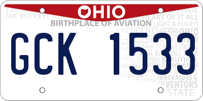 OH license plate GCK1533