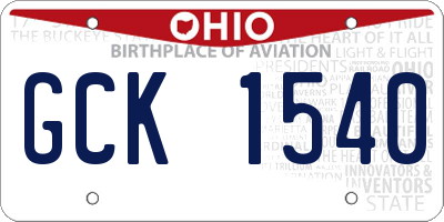 OH license plate GCK1540