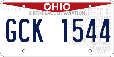 OH license plate GCK1544