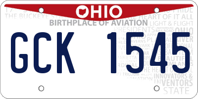 OH license plate GCK1545