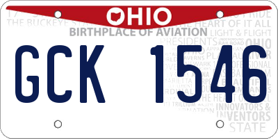 OH license plate GCK1546