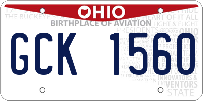 OH license plate GCK1560