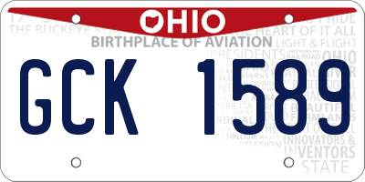OH license plate GCK1589