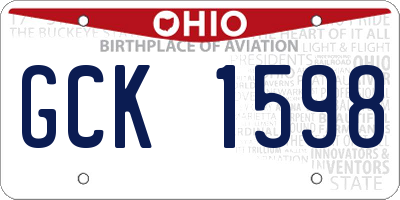 OH license plate GCK1598