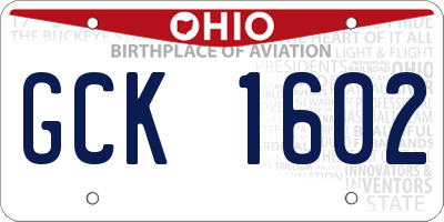 OH license plate GCK1602