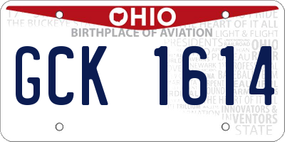 OH license plate GCK1614
