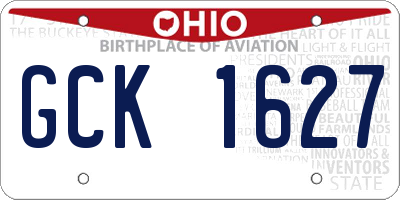 OH license plate GCK1627