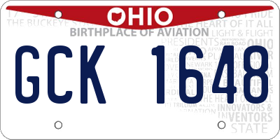 OH license plate GCK1648