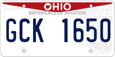 OH license plate GCK1650
