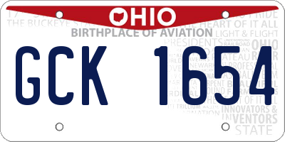 OH license plate GCK1654