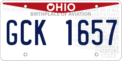 OH license plate GCK1657