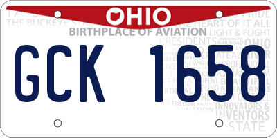 OH license plate GCK1658