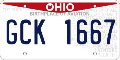 OH license plate GCK1667