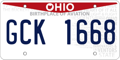 OH license plate GCK1668